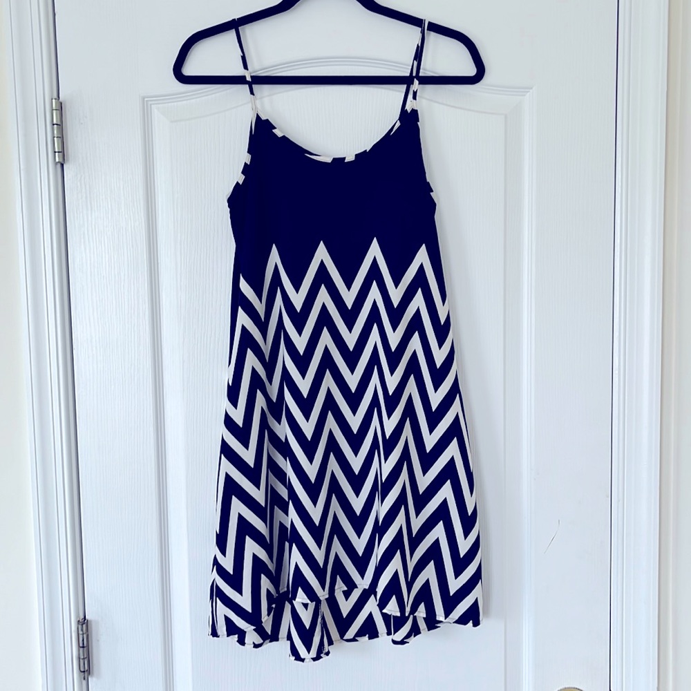 Navy Chevron Picnic Dress
